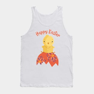 Cute Happy Easter Chick and Cracked Egg Tank Top